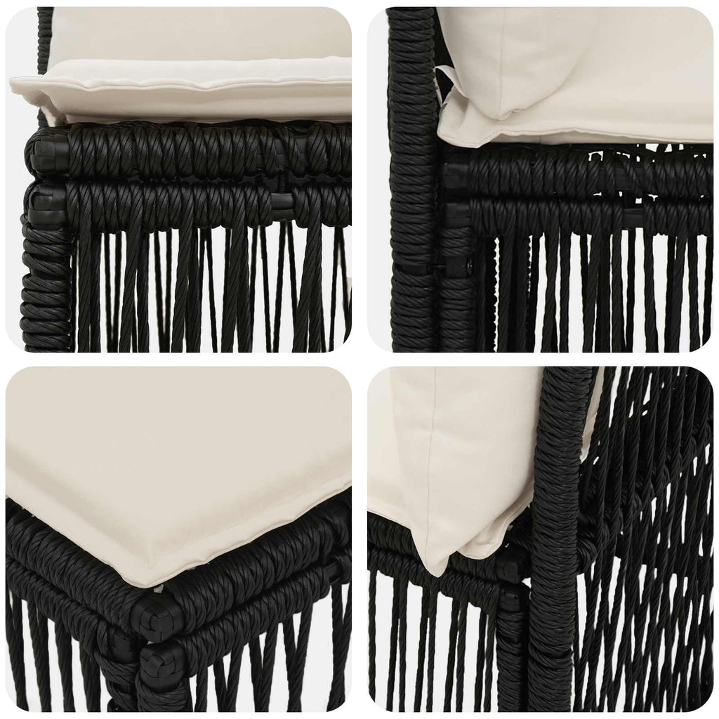 Armfreies Sofa Schwarz Poly-Rattan