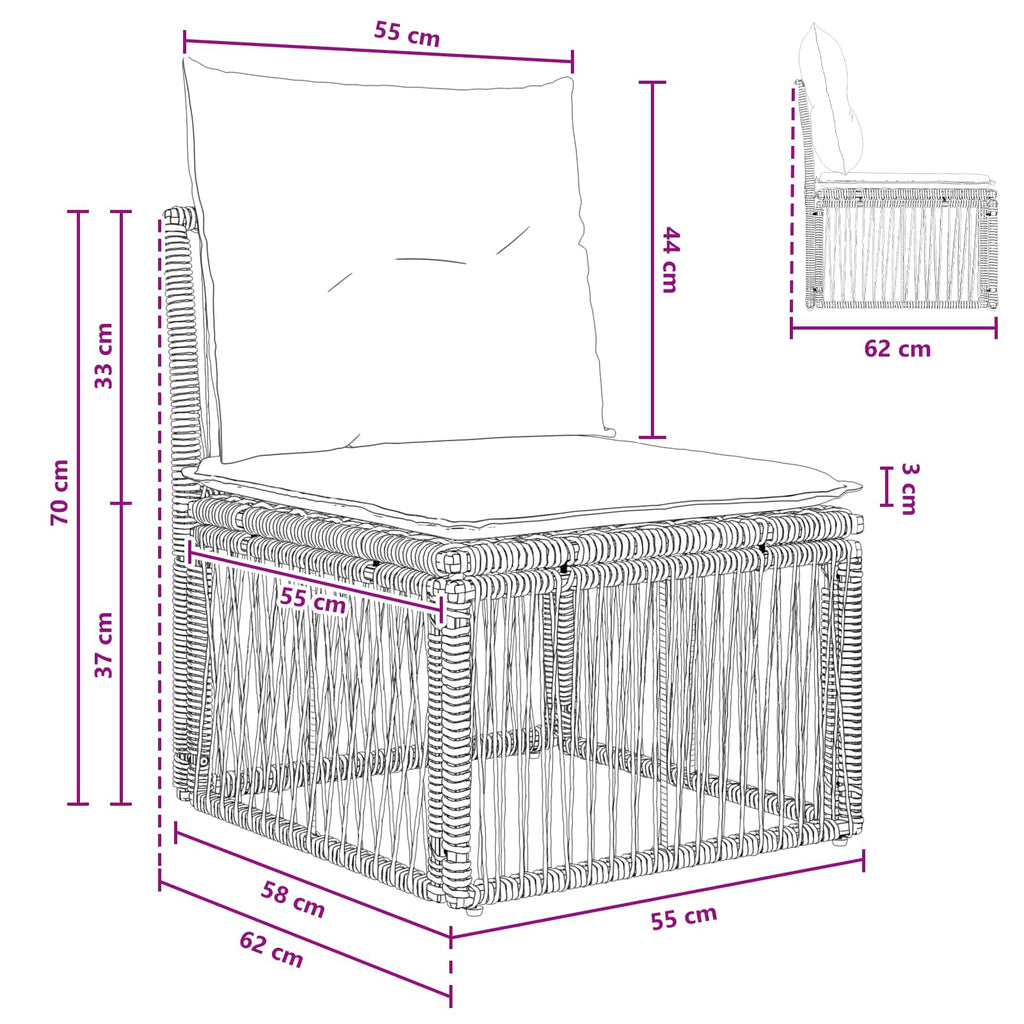 Armfreies Sofa Beige Poly-Rattan