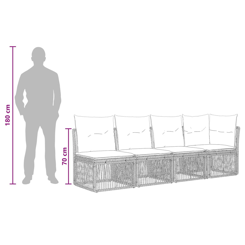 4-Sitzer Sofa mit linker Armlehne 4 pcs 4-Sitzanzahl Schwarz