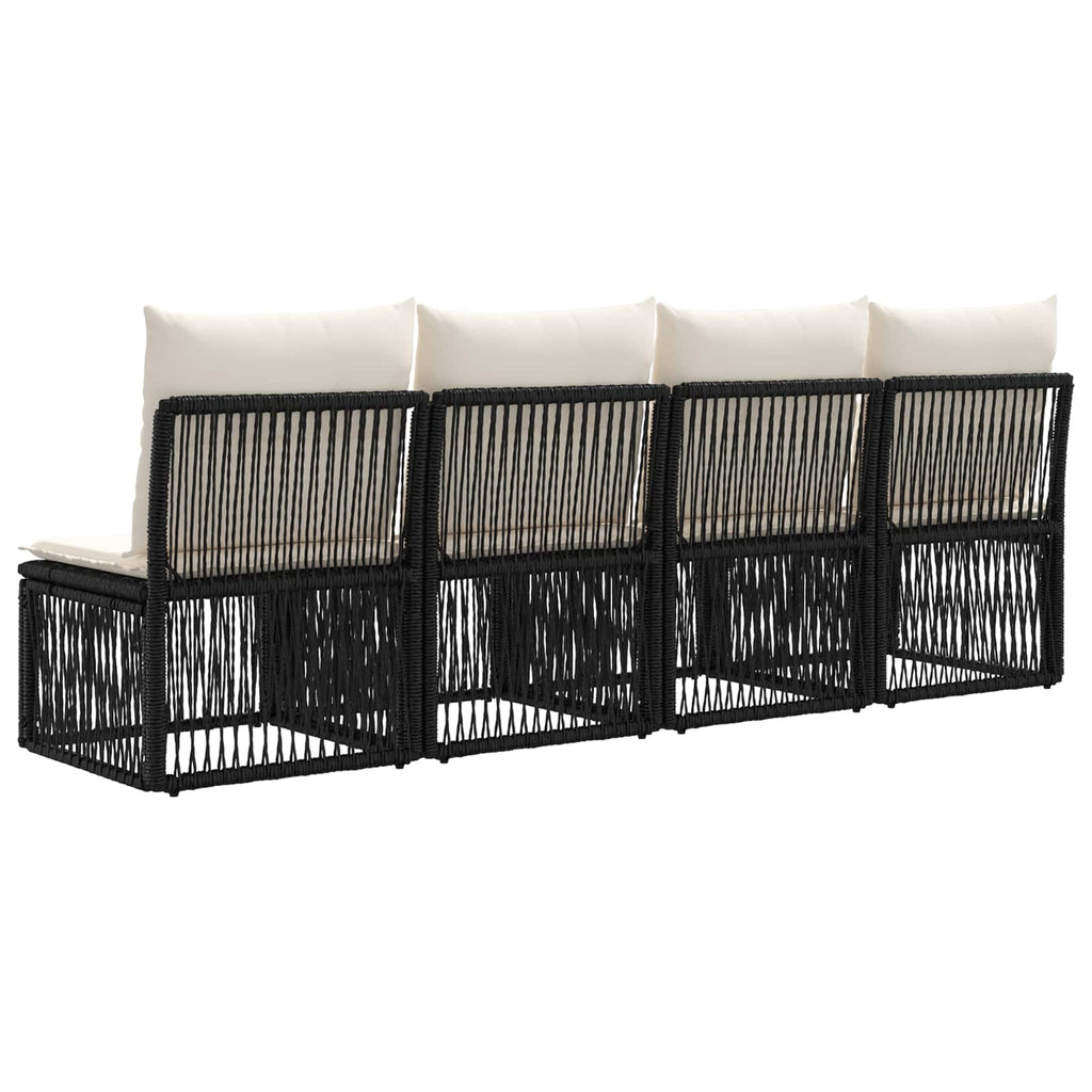 4-Sitzer-Sofa 4 pcs 4-Sitzanzahl Schwarz Poly-Rattan