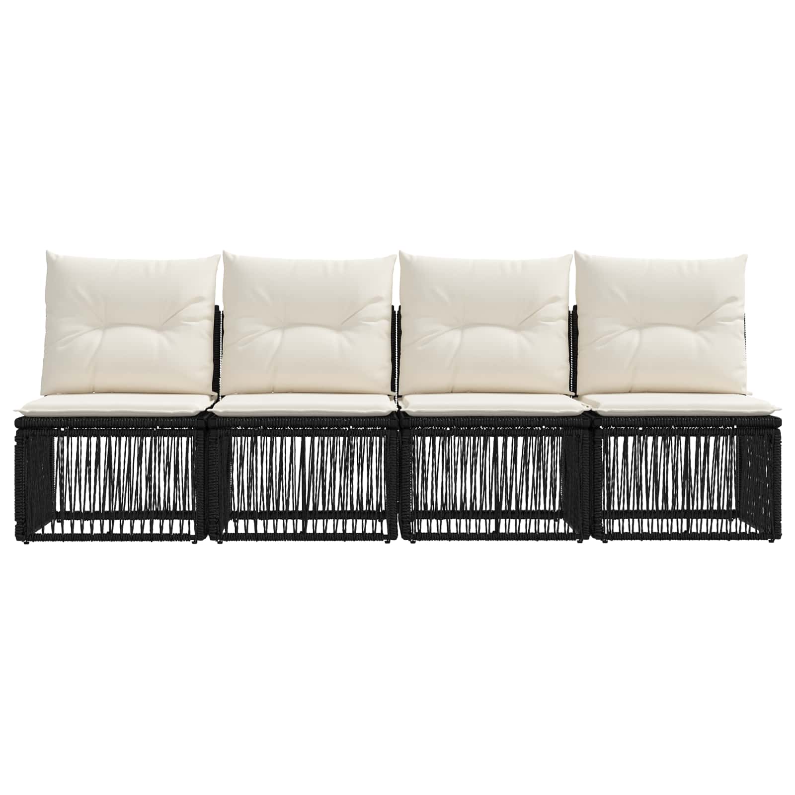 4-Sitzer-Sofa 4 pcs 4-Sitzanzahl Schwarz Poly-Rattan