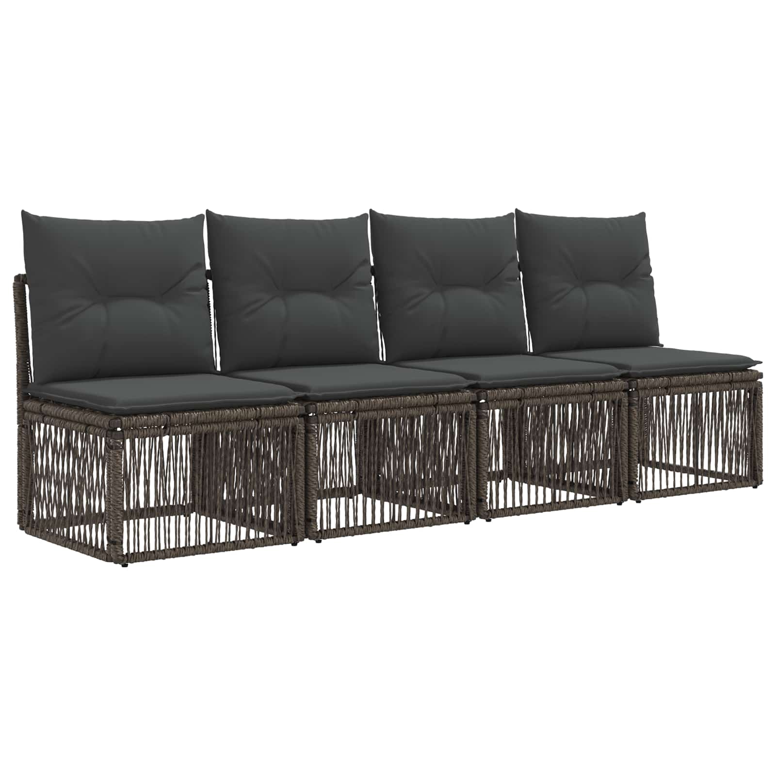 4-Sitzer-Sofa 4 pcs 4-Sitzanzahl Grau Poly-Rattan