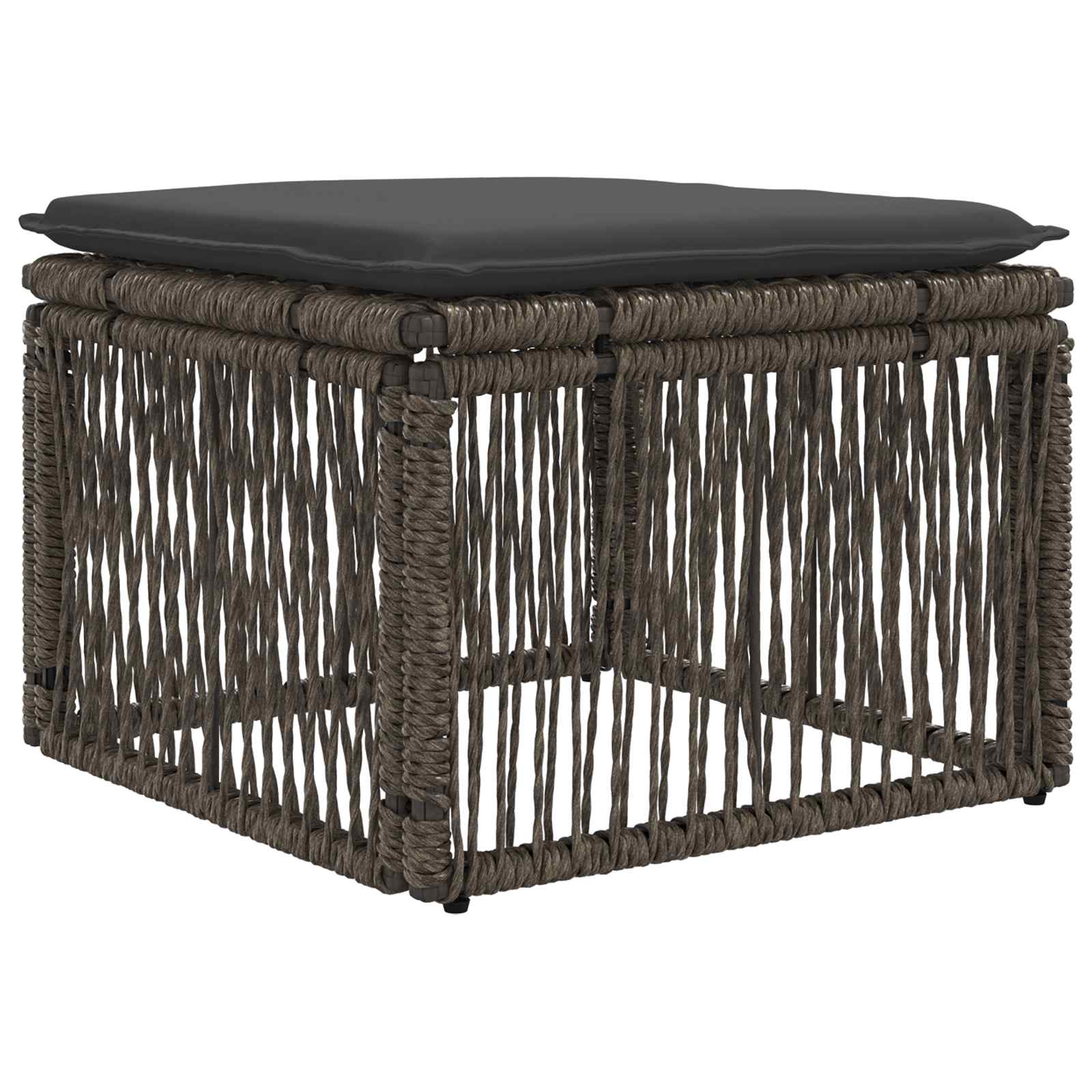 Fußhocker Grau Poly-Rattan