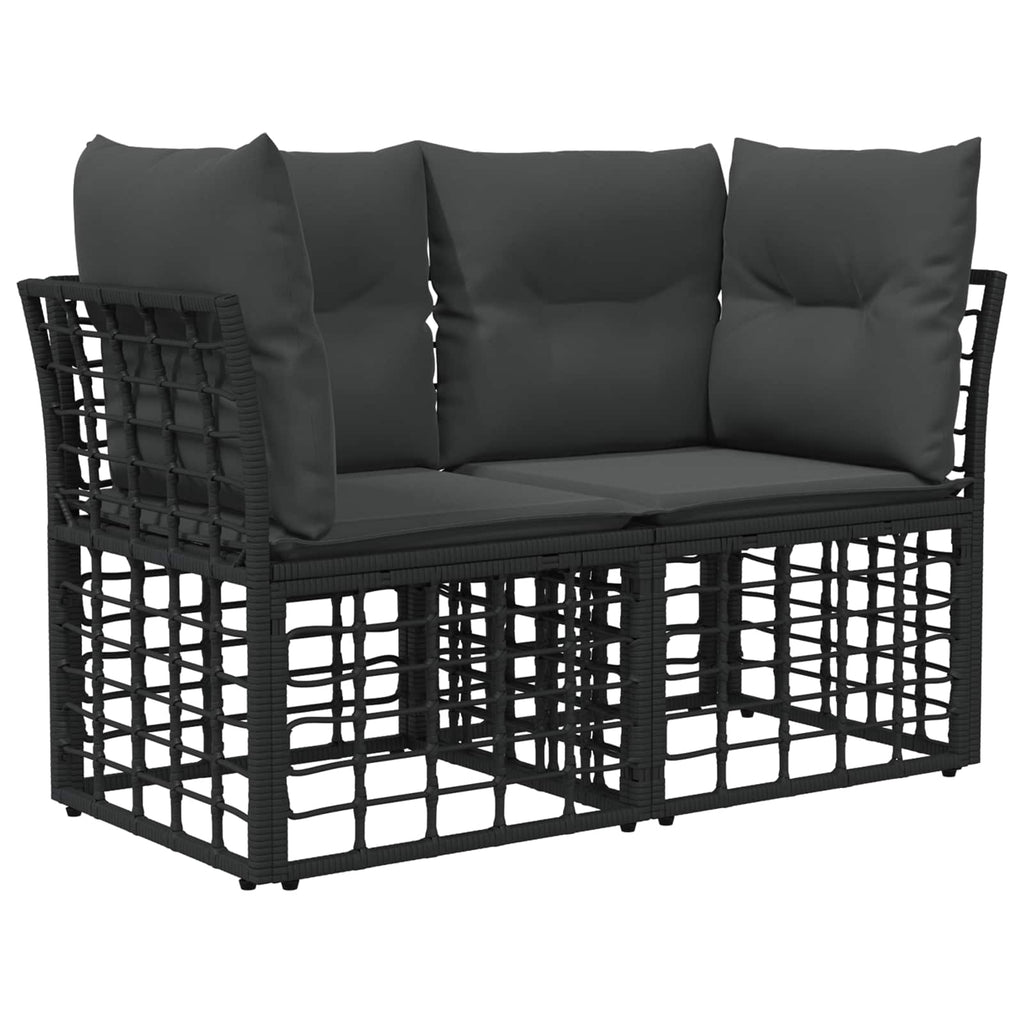 Outdoor-Lounge 2 pcs Schwarz und Dunkelgrau Poly-Rattan