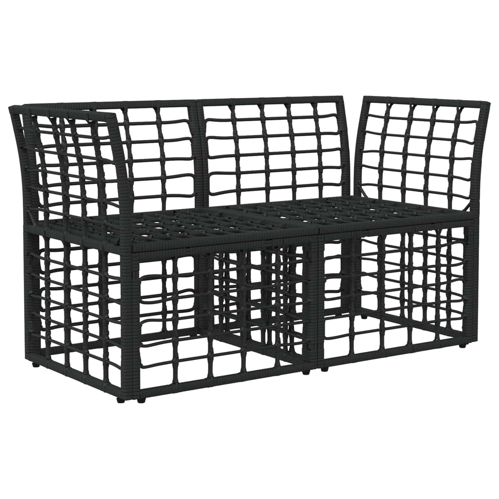 Outdoor-Lounge 2 pcs Schwarz und Dunkelgrau Poly-Rattan