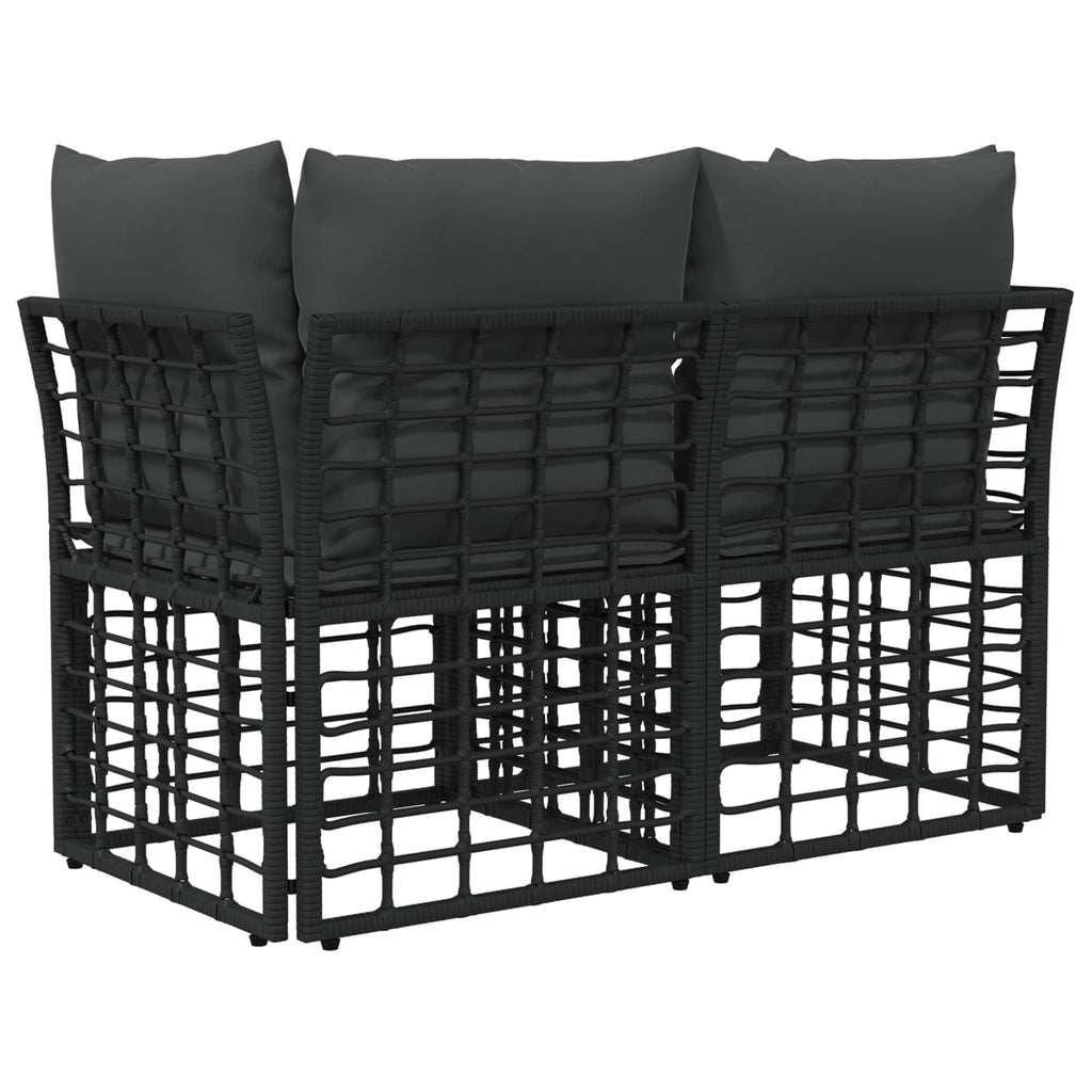 Outdoor-Lounge 2 pcs Schwarz und Dunkelgrau Poly-Rattan