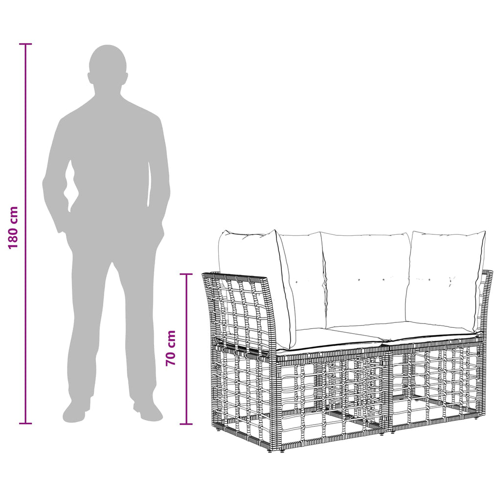Outdoor-Lounge 2 pcs Schwarz und Dunkelgrau Poly-Rattan