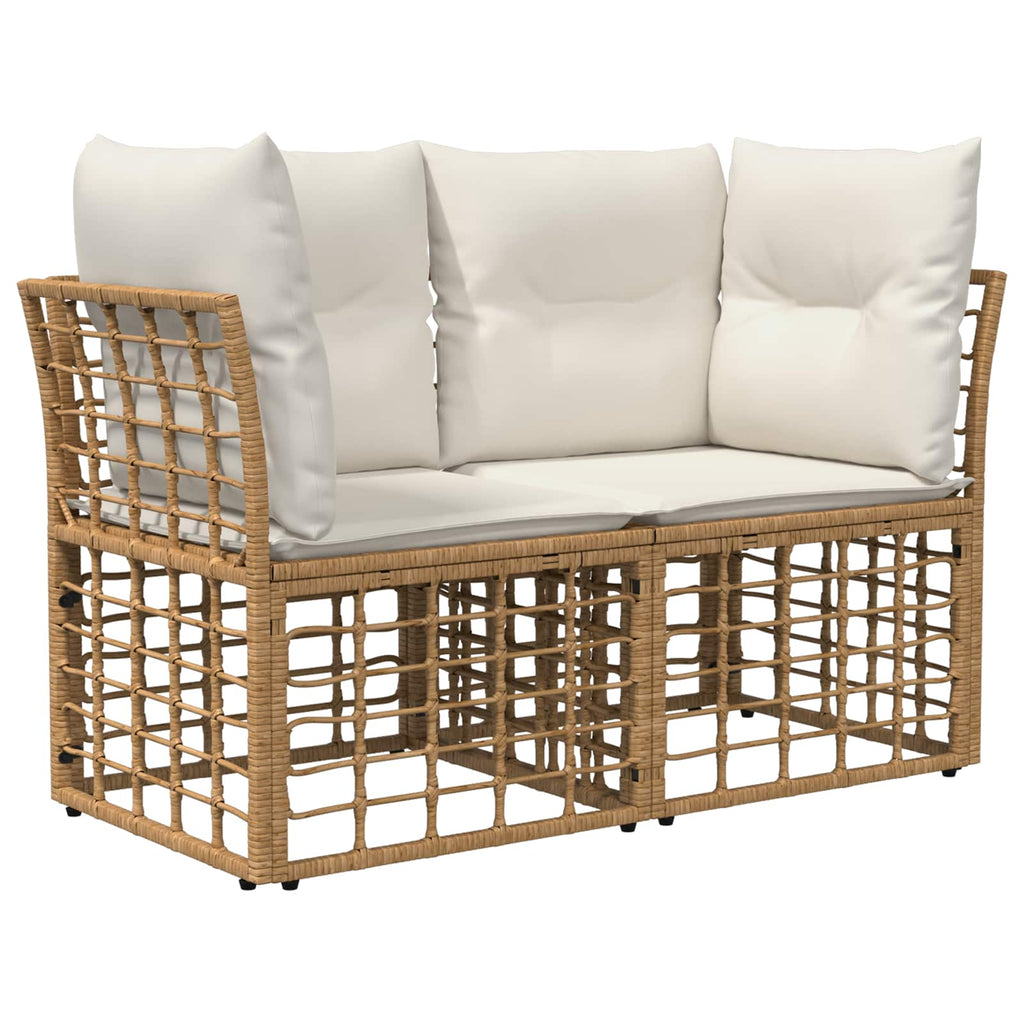 Outdoor-Lounge 2 pcs Natürlich und Cremweiß Poly-Rattan