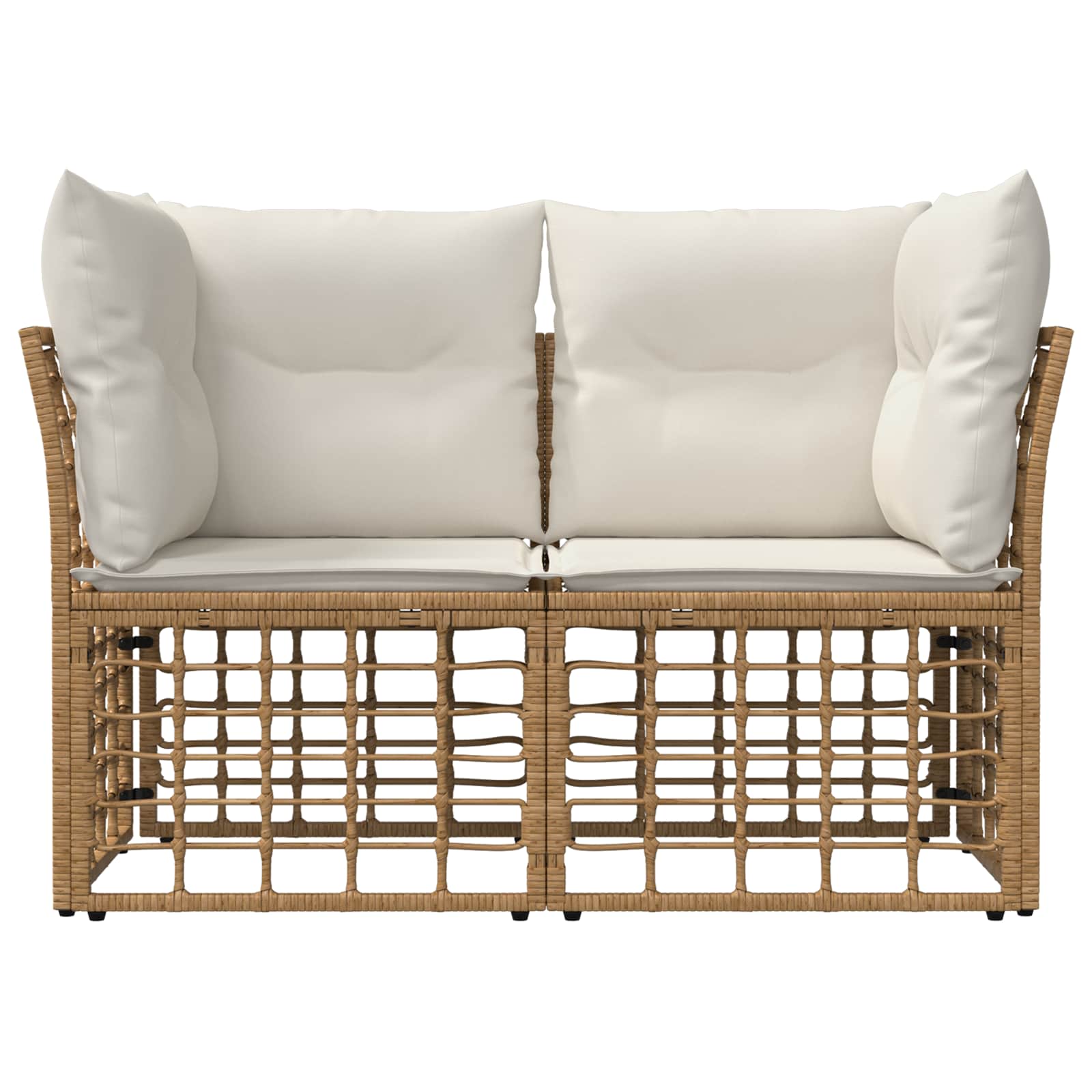 Outdoor-Lounge 2 pcs Natürlich und Cremweiß Poly-Rattan