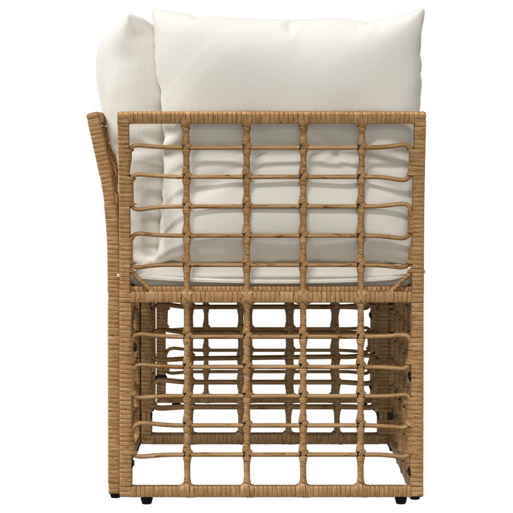 Outdoor-Lounge 2 pcs Natürlich und Cremweiß Poly-Rattan