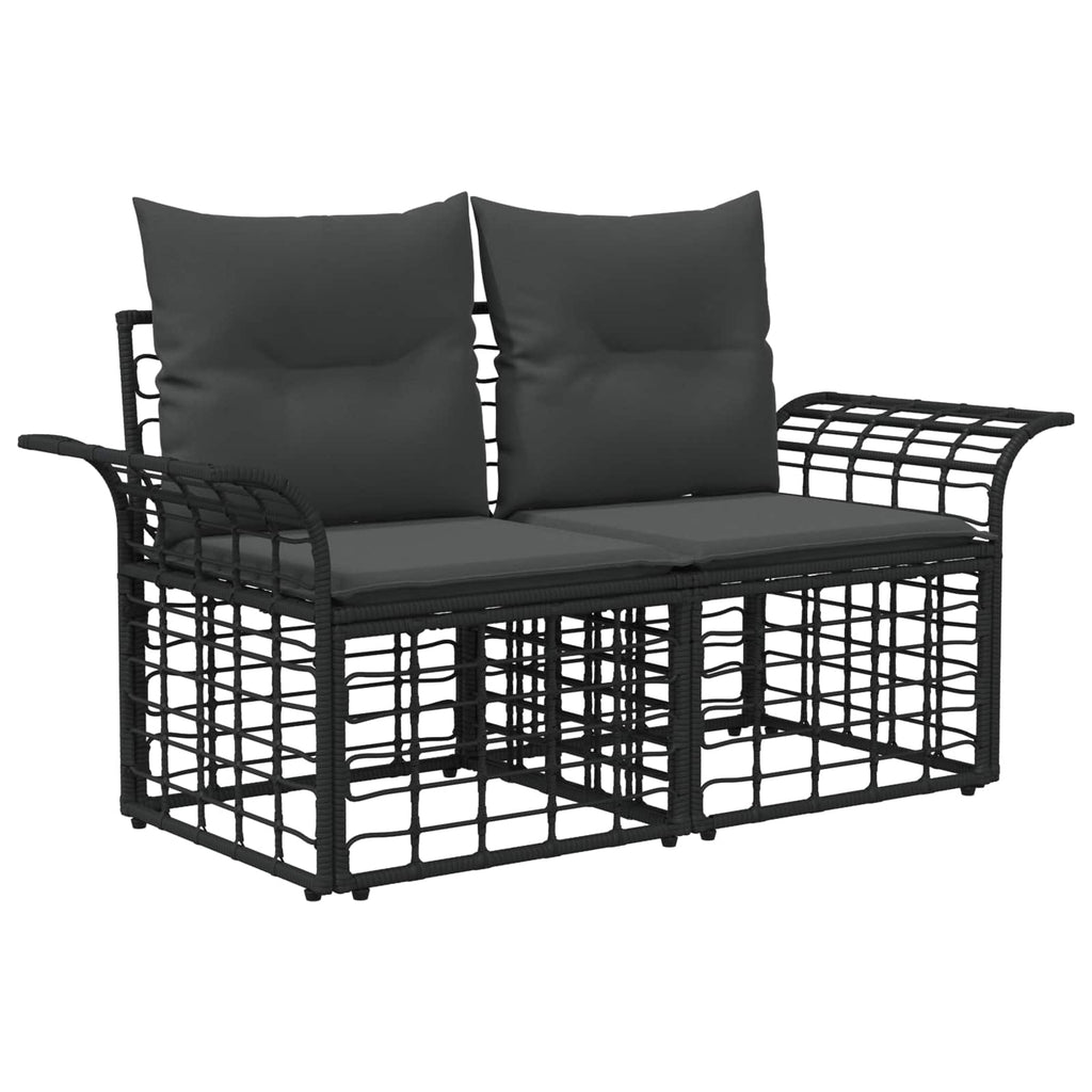 Outdoor-Lounge 2 pcs Schwarz und Dunkelgrau Poly-Rattan