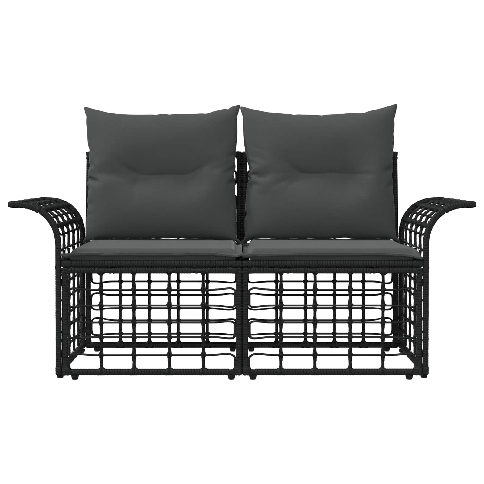 Outdoor-Lounge 2 pcs Schwarz und Dunkelgrau Poly-Rattan