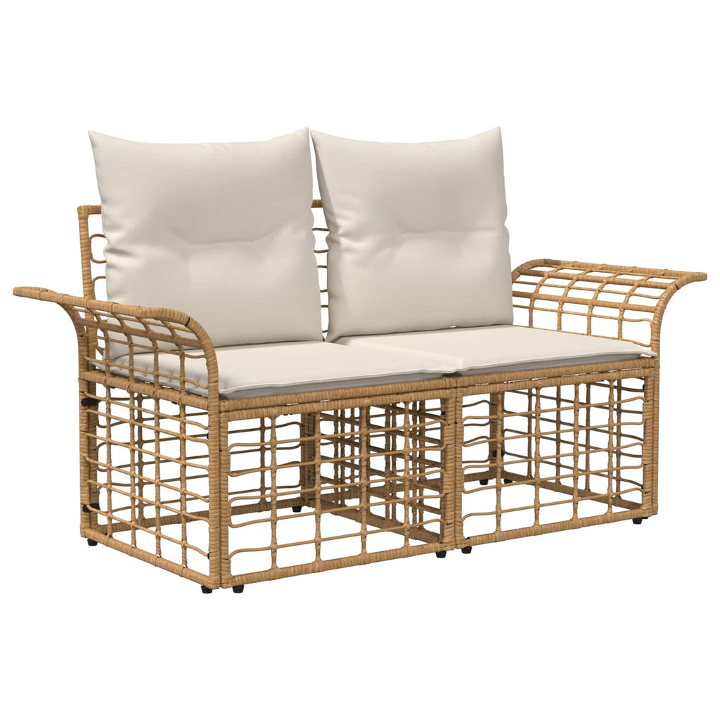 Outdoor-Lounge 2 pcs Natürlich und Cremweiß Poly-Rattan