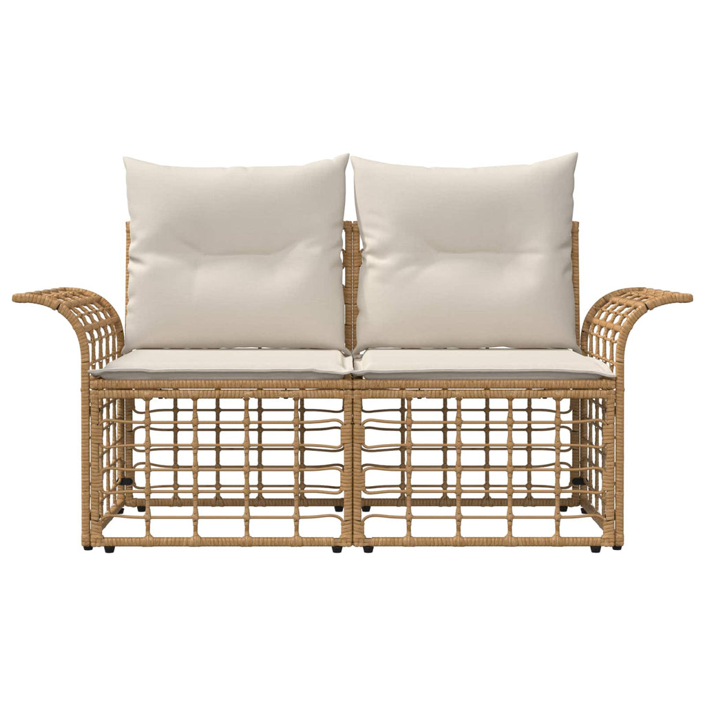 Outdoor-Lounge 2 pcs Natürlich und Cremweiß Poly-Rattan