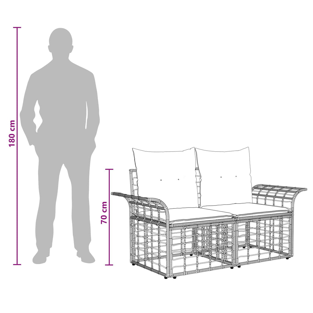 Outdoor-Lounge 2 pcs Natürlich und Cremweiß Poly-Rattan