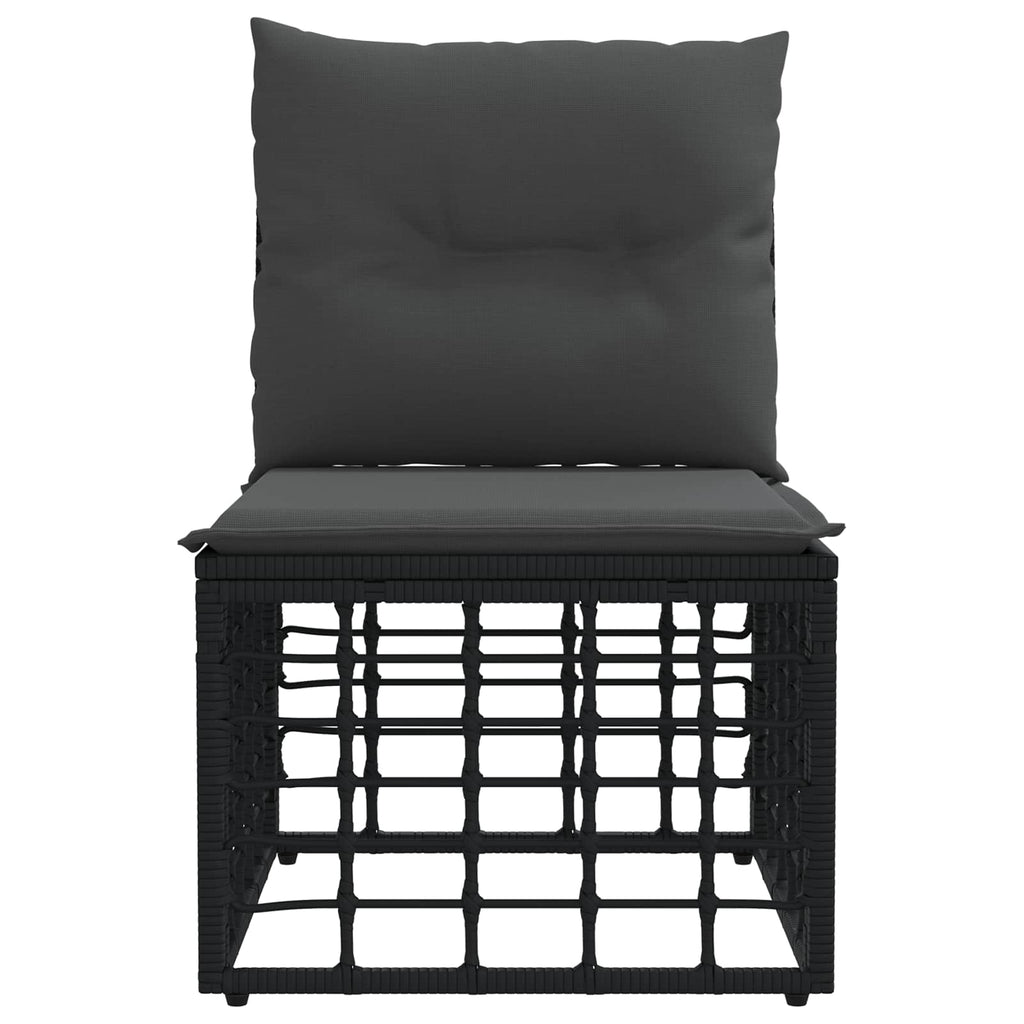 Modulares Outdoor-Sofa ohne Armlehnen Schwarz Poly-Rattan