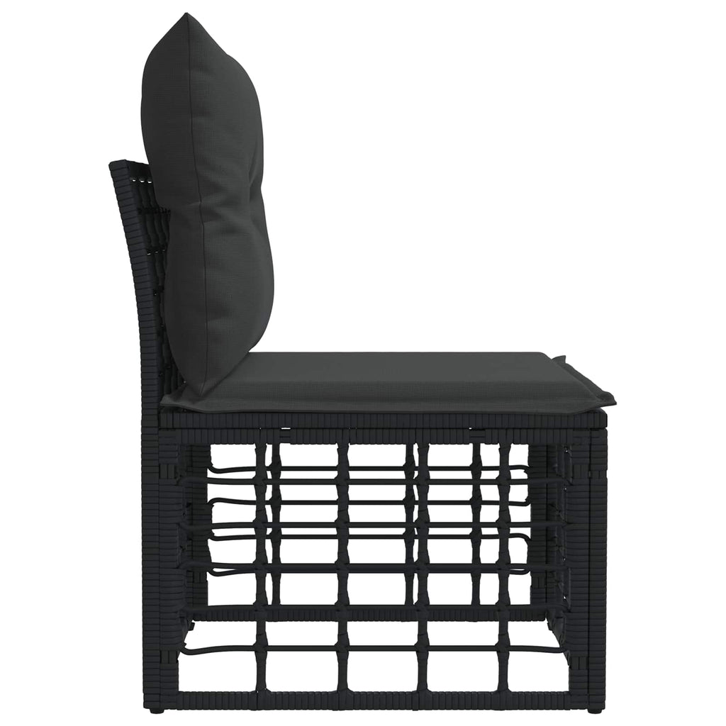 Modulares Outdoor-Sofa ohne Armlehnen Schwarz Poly-Rattan
