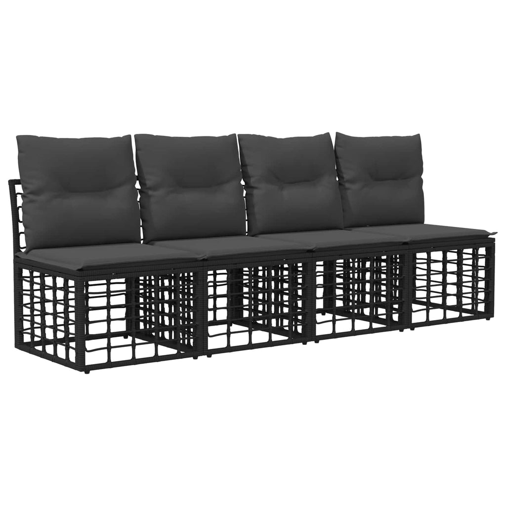 4-Sitzer Garten-Sofa ohne Armlehnen 4 pcs 4-Sitzanzahl Schwarz