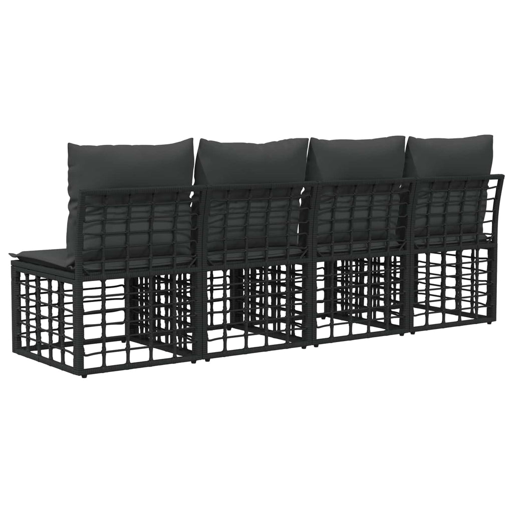 4-Sitzer Garten-Sofa ohne Armlehnen 4 pcs 4-Sitzanzahl Schwarz