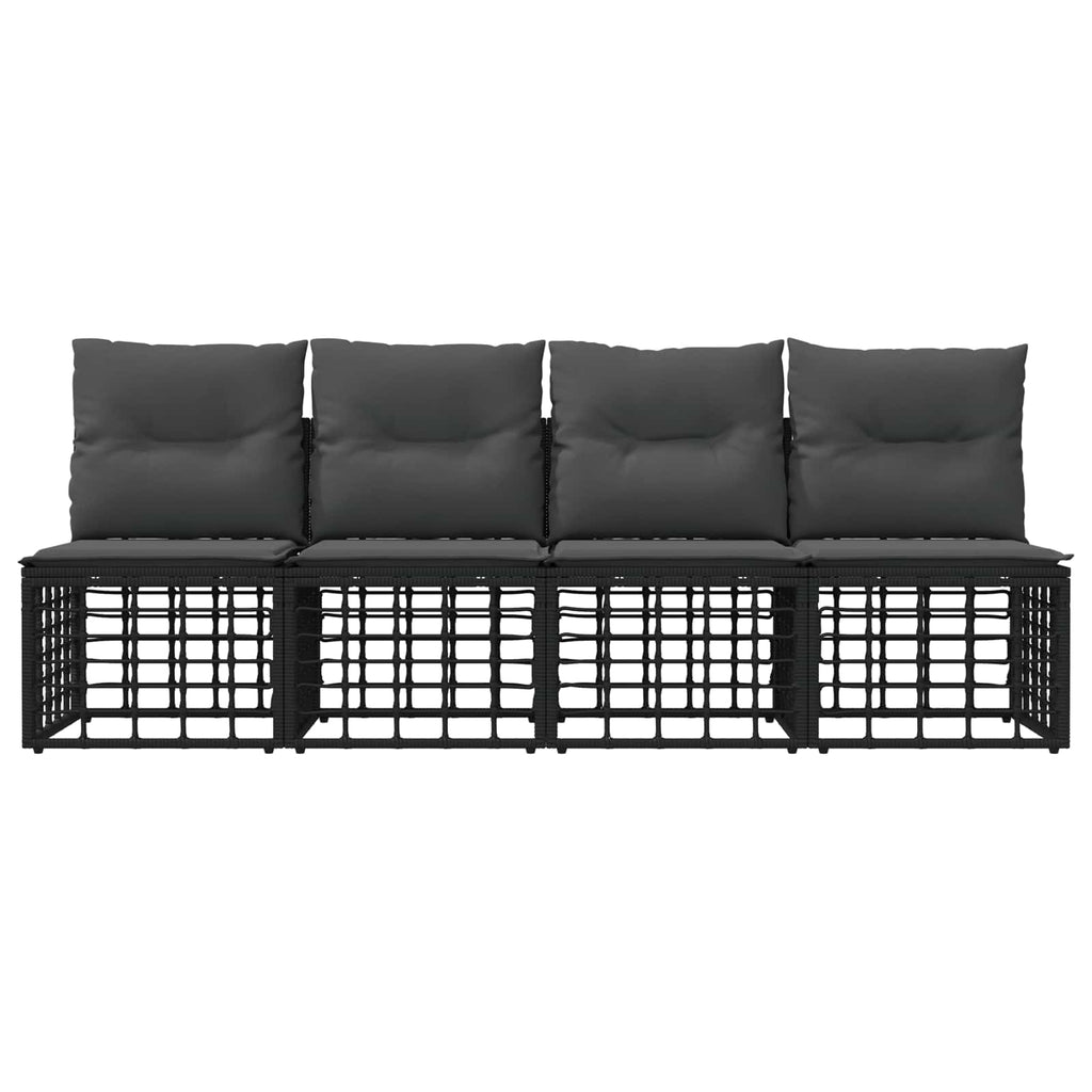 4-Sitzer Garten-Sofa ohne Armlehnen 4 pcs 4-Sitzanzahl Schwarz