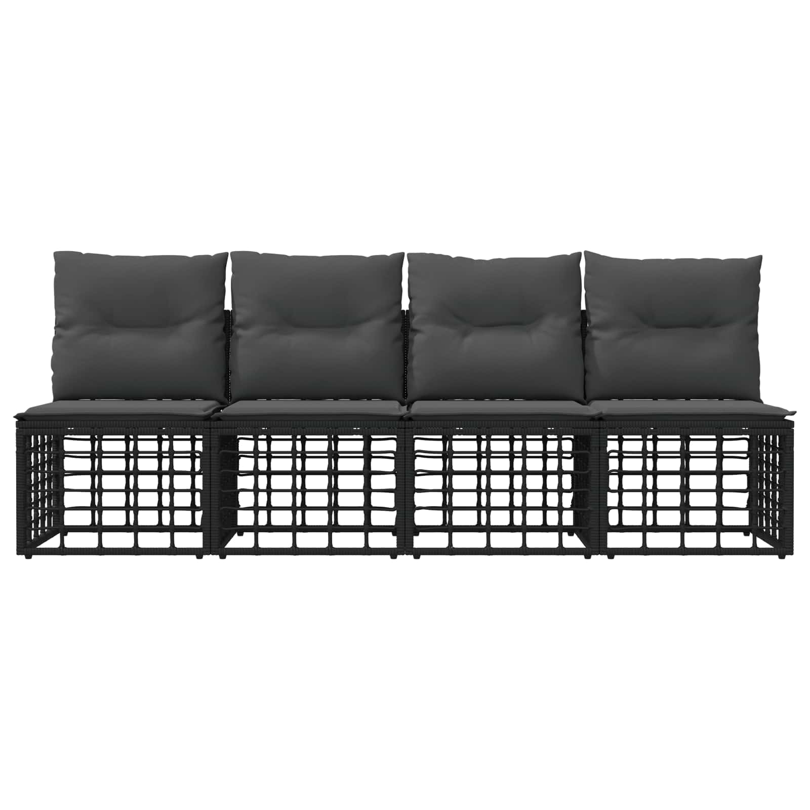 4-Sitzer Garten-Sofa ohne Armlehnen 4 pcs 4-Sitzanzahl Schwarz