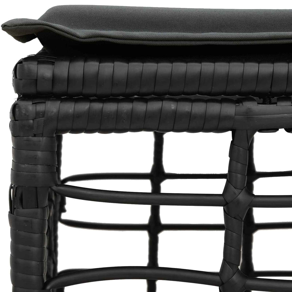 Garten-Fußhocker Schwarz Poly-Rattan
