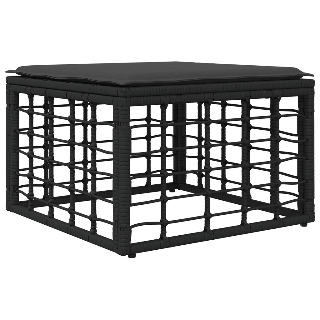 Garten-Fußhocker Schwarz Poly-Rattan