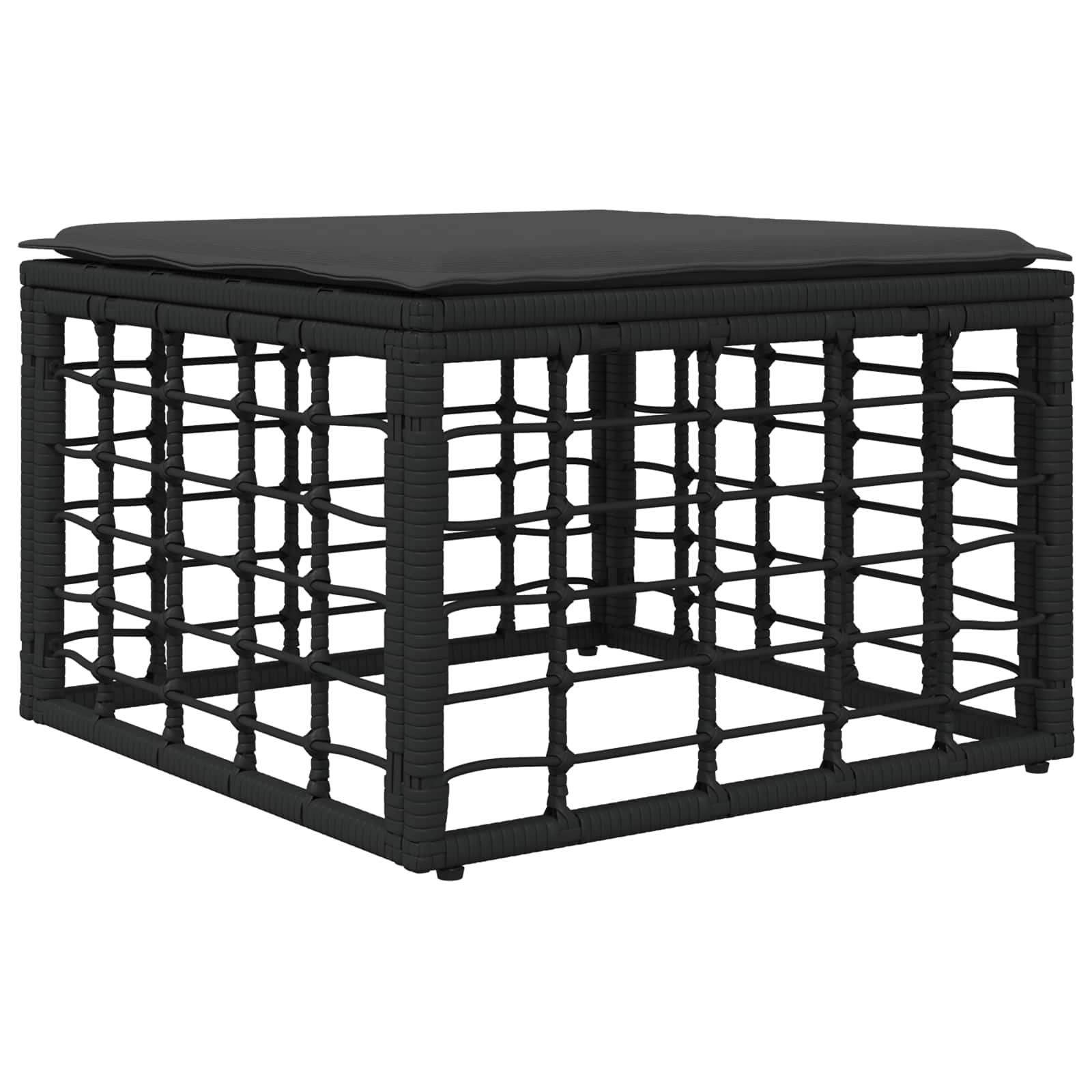 Garten-Fußhocker Schwarz Poly-Rattan