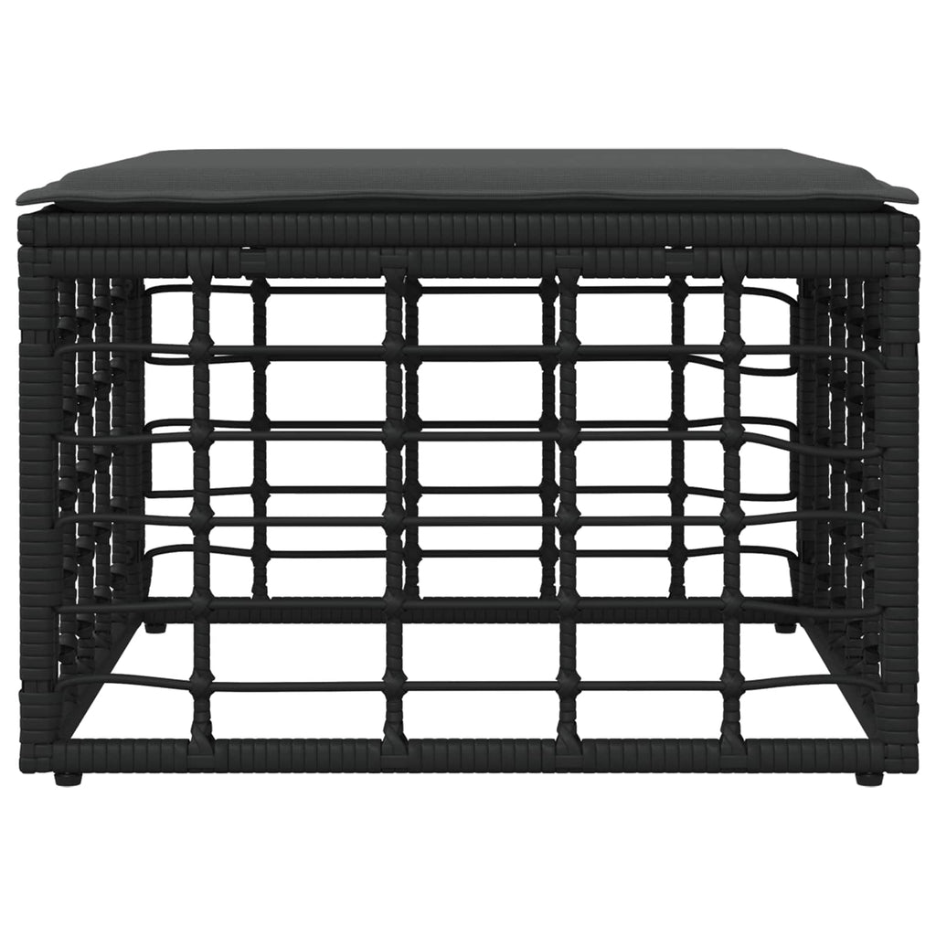 Garten-Fußhocker Schwarz Poly-Rattan