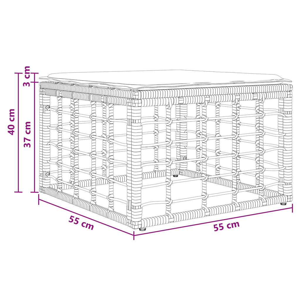 Garten-Fußhocker Schwarz Poly-Rattan