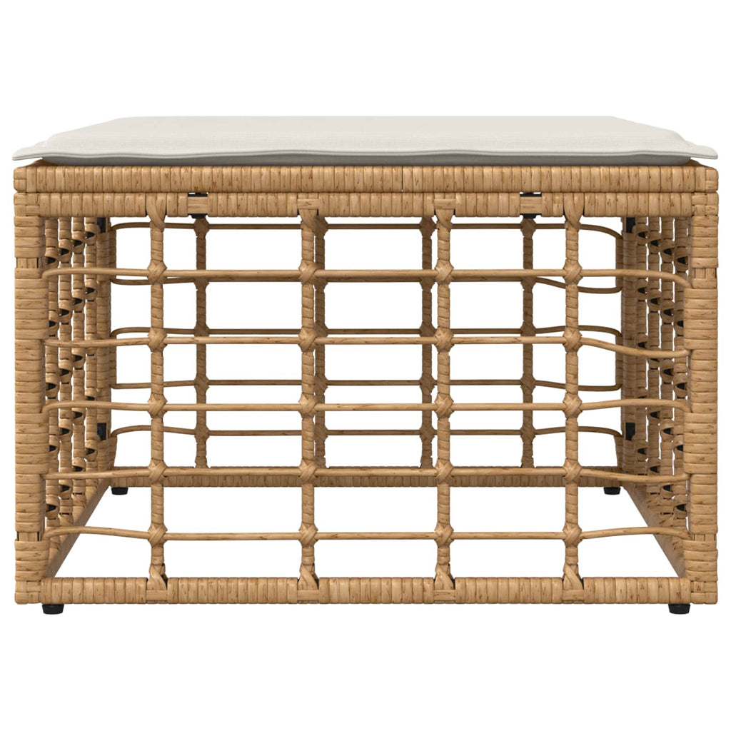 Garten-Fußhocker Natur Poly-Rattan