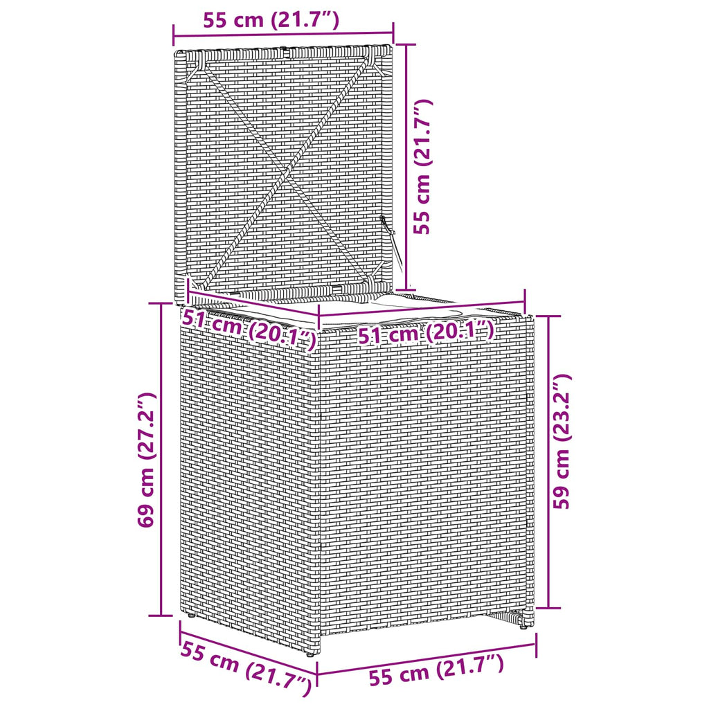 Kissenbox 55 x 55 x 69 cm Stahl