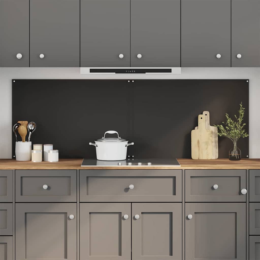 Küchenrückwand 2 pcs Schwarz 90 x 60 cm Gehärtetes Glas