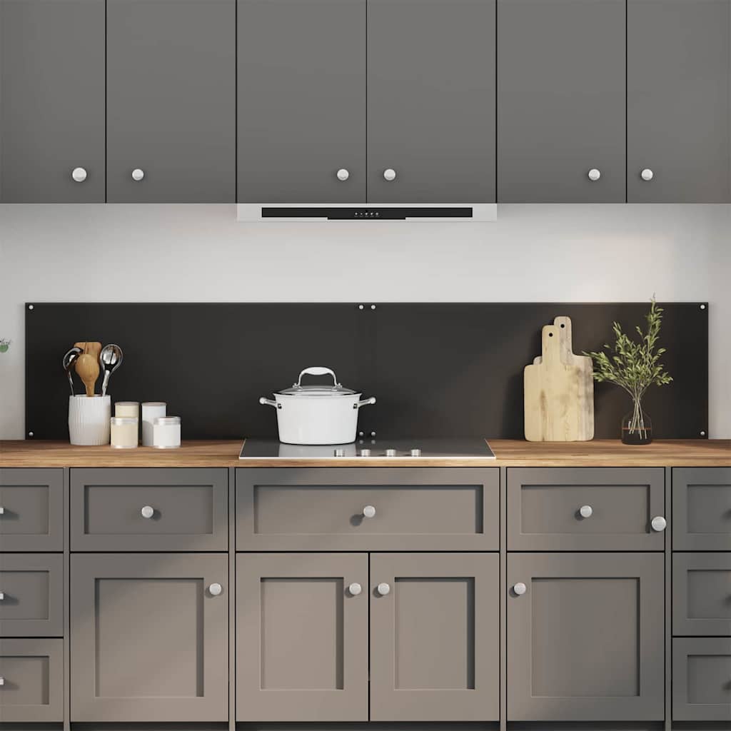 Küchenrückwand 2 pcs Schwarz 100 x 40 cm Gehärtetes Glas