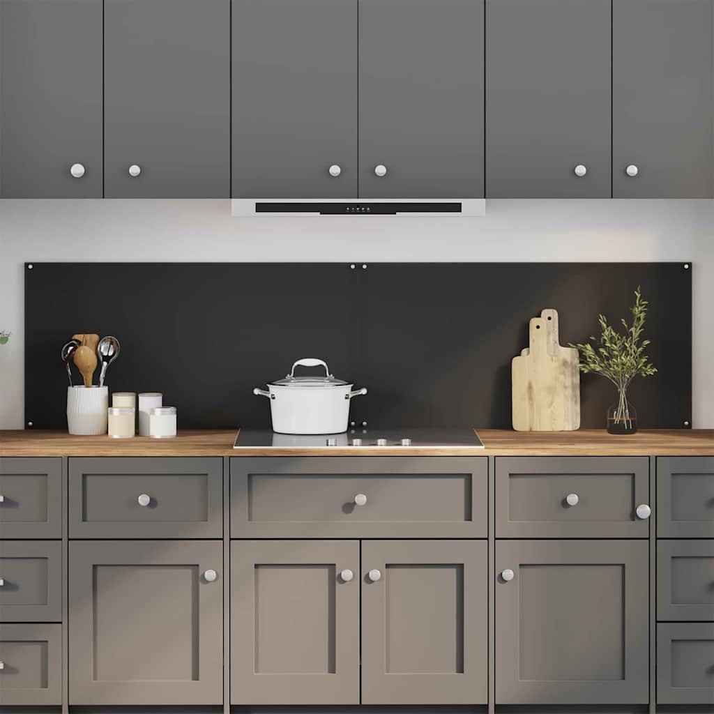 Küchenrückwand 2 pcs Schwarz 100 x 50 cm Gehärtetes Glas