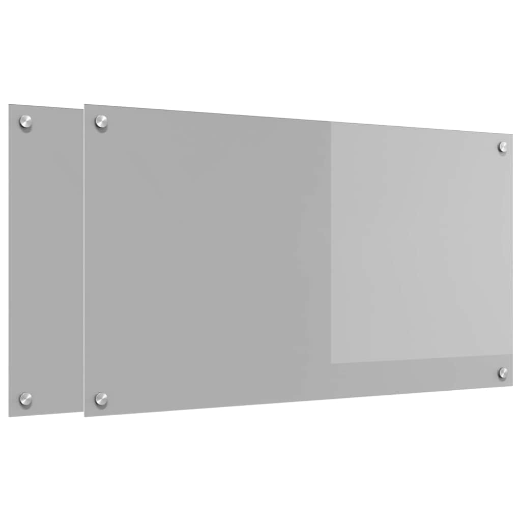 Küchenrückwand 2 pcs Hellgrau 90 x 50 cm Gehärtetes Glas