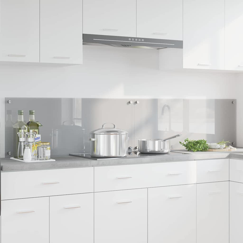 Küchenrückwand 2 pcs Hellgrau 100 x 40 cm Gehärtetes Glas