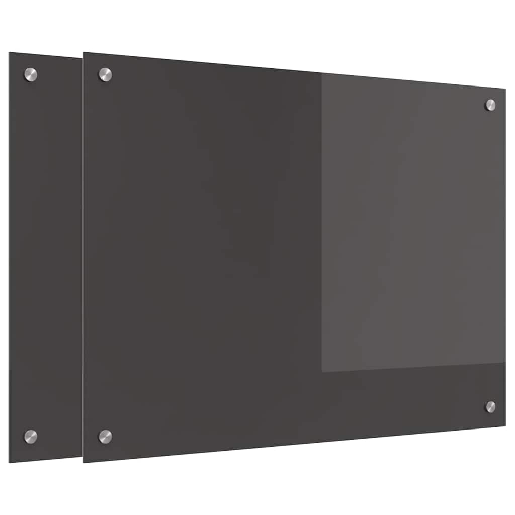Küchenrückwand 2 pcs Dunkelgrau 80 x 60 cm Gehärtetes Glas