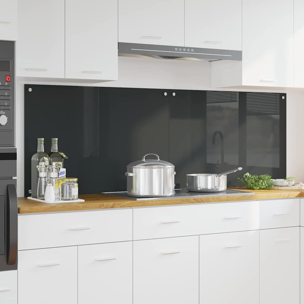 Küchenrückwand 2 pcs Dunkelgrau 90 x 60 cm Gehärtetes Glas