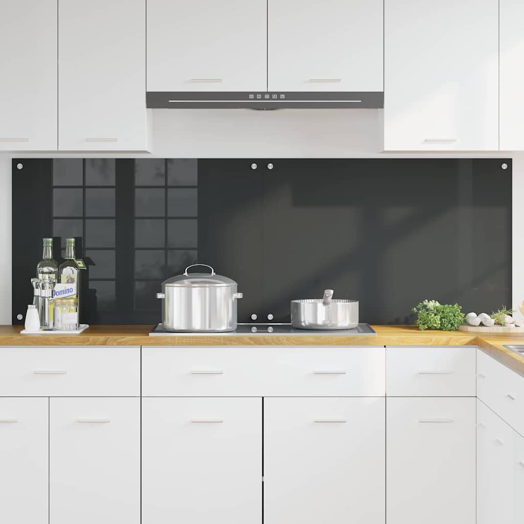 Küchenrückwand 2 pcs Dunkelgrau 90 x 60 cm Gehärtetes Glas