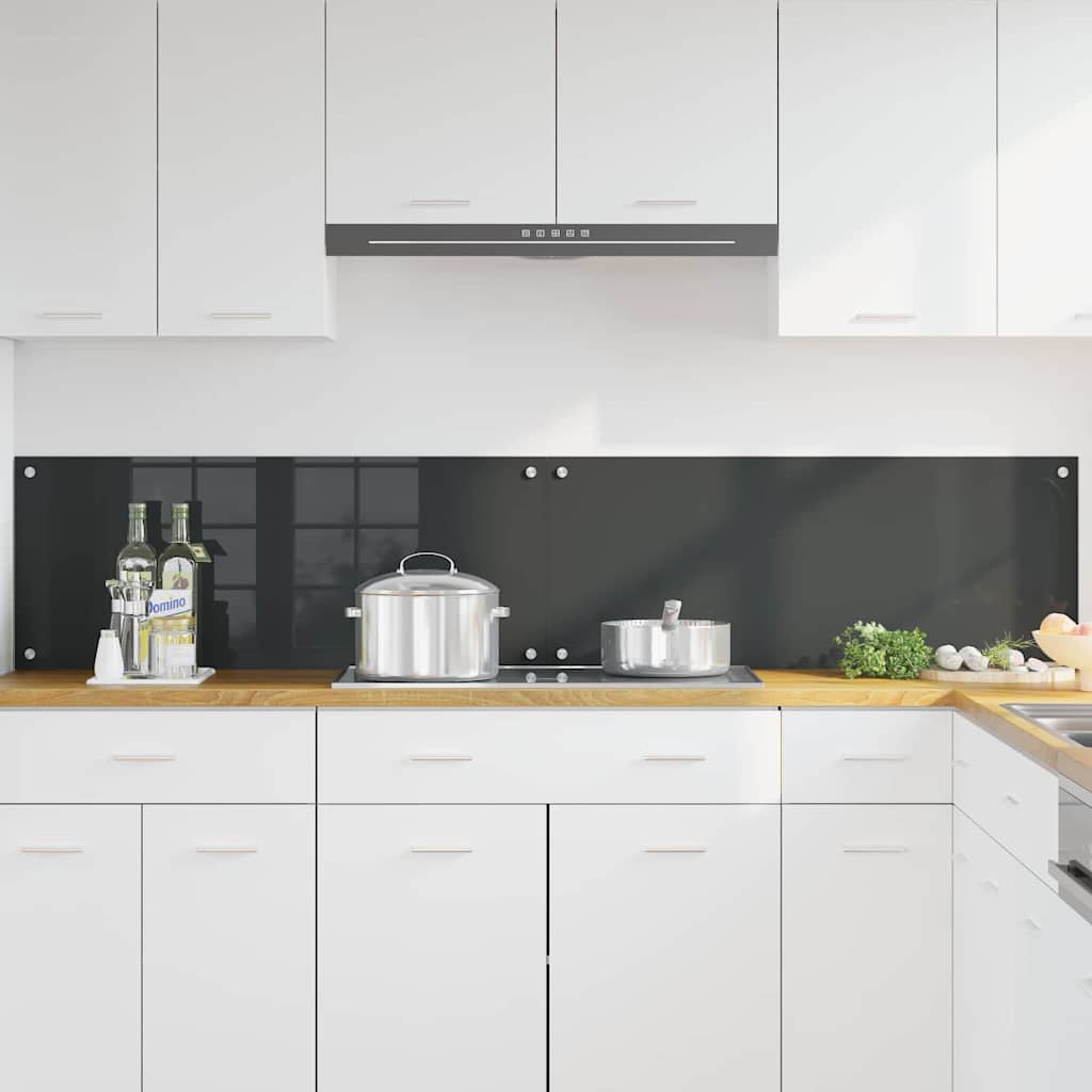 Küchenrückwand 2 pcs Dunkelgrau 100 x 40 cm Gehärtetes Glas