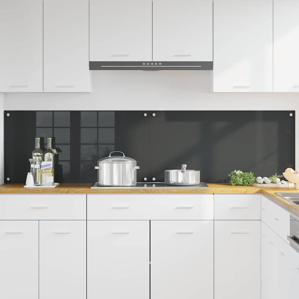 Küchenrückwand 2 pcs Dunkelgrau 100 x 50 cm Gehärtetes Glas