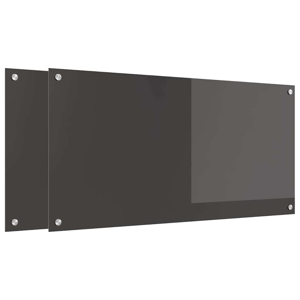 Küchenrückwand 2 pcs Dunkelgrau 100 x 50 cm Gehärtetes Glas