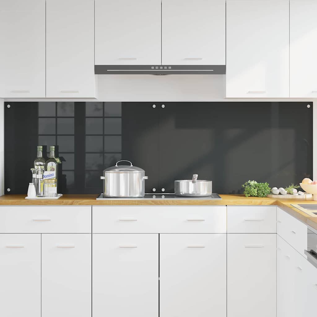 Küchenrückwand 2 pcs Dunkelgrau 100 x 60 cm Gehärtetes Glas