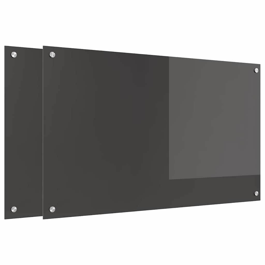 Küchenrückwand 2 pcs Dunkelgrau 100 x 60 cm Gehärtetes Glas