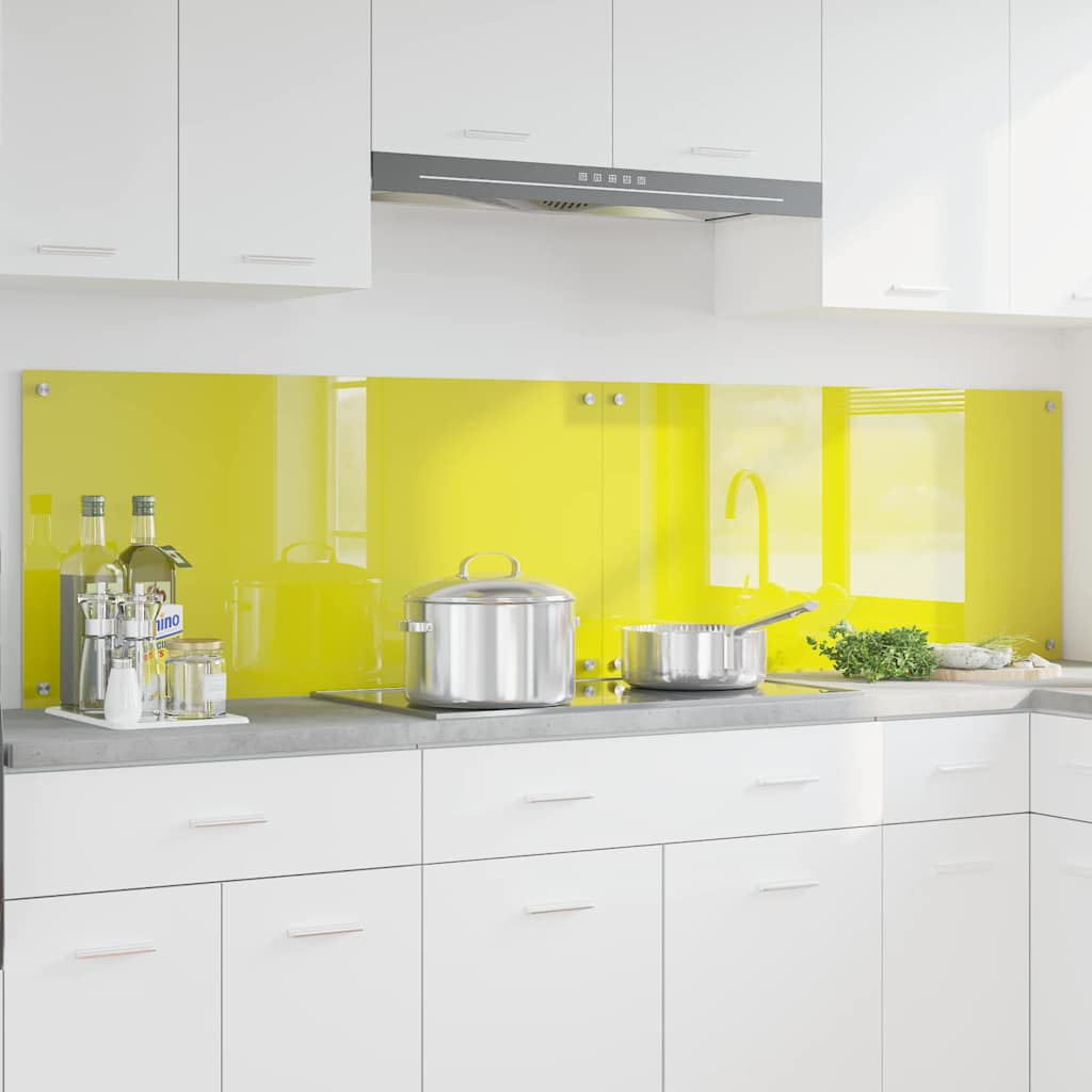 Küchenrückwand 2 pcs Gelb 100 x 50 cm Gehärtetes Glas