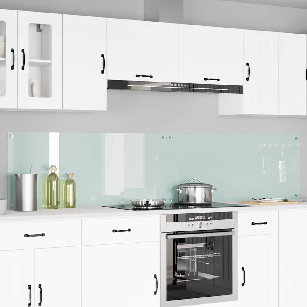 Küchenrückwand 2 pcs Weiß 120 x 50 cm Gehärtetes Glas