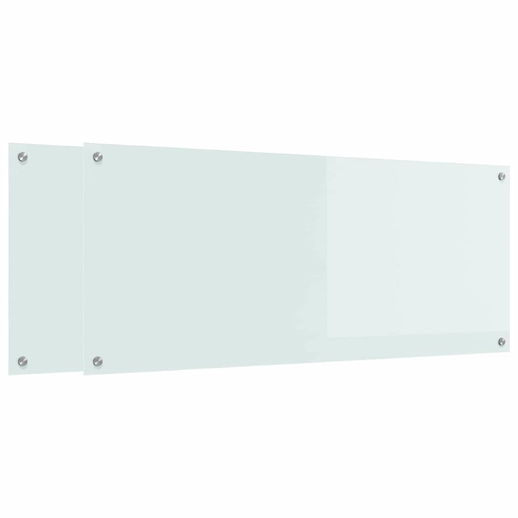 Küchenrückwand 2 pcs Weiß 120 x 50 cm Gehärtetes Glas