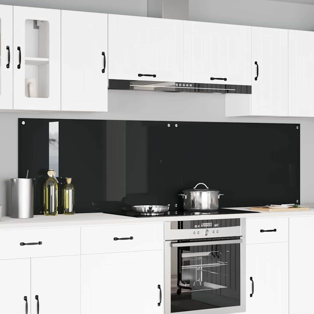Küchenrückwand 2 pcs Schwarz 110 x 60 cm Gehärtetes Glas