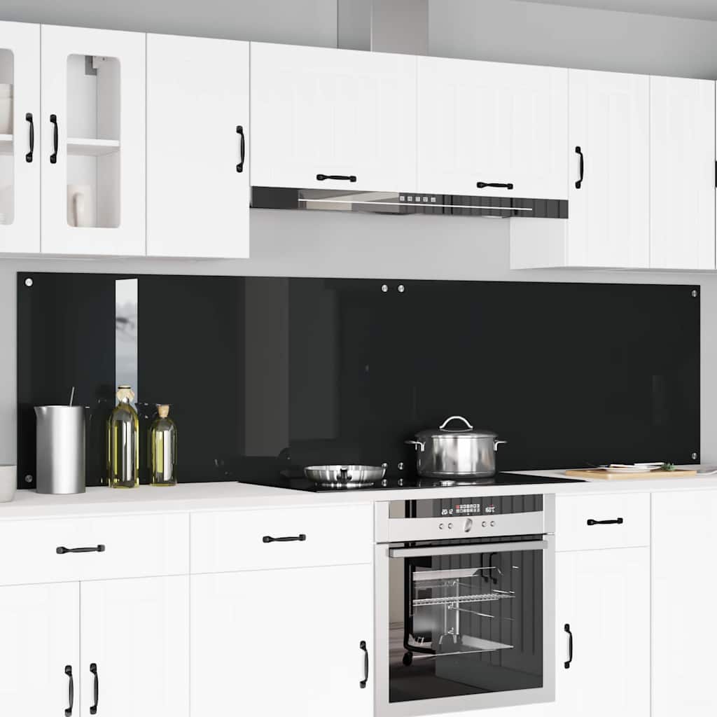 Küchenrückwand 2 pcs Schwarz 120 x 60 cm Gehärtetes Glas